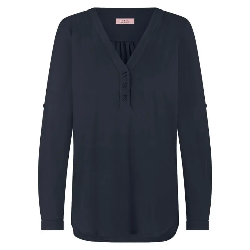 Donkerblauwe v-hals blouse Evi