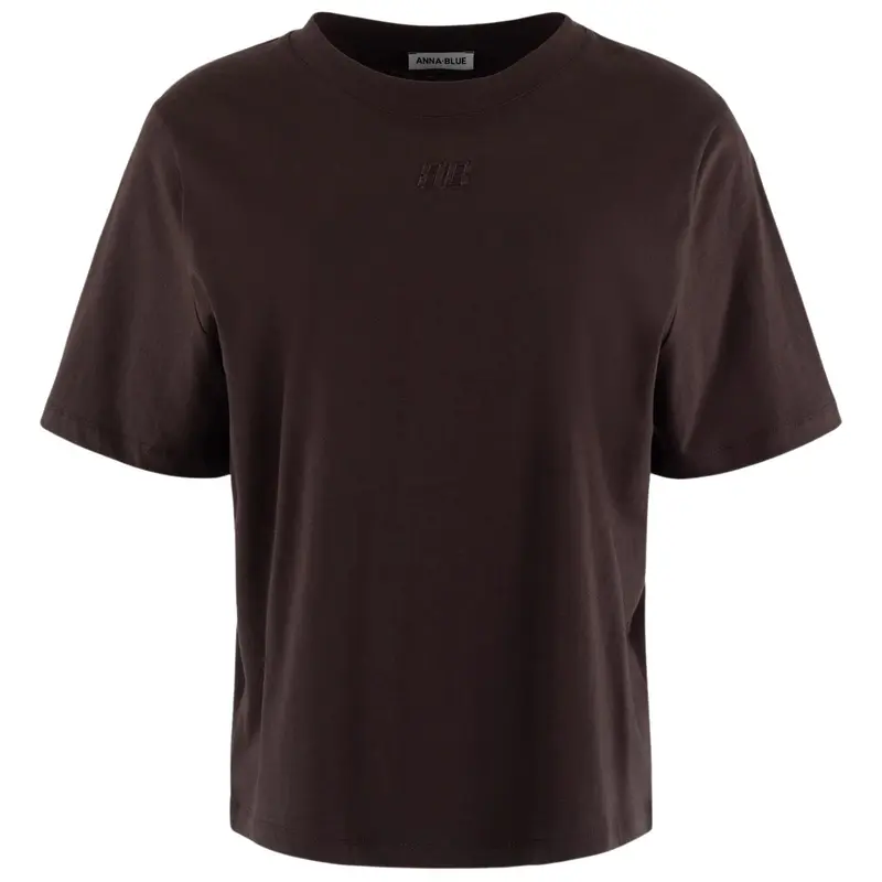 Donkerbruin basic ronde hals t-shirt Slim