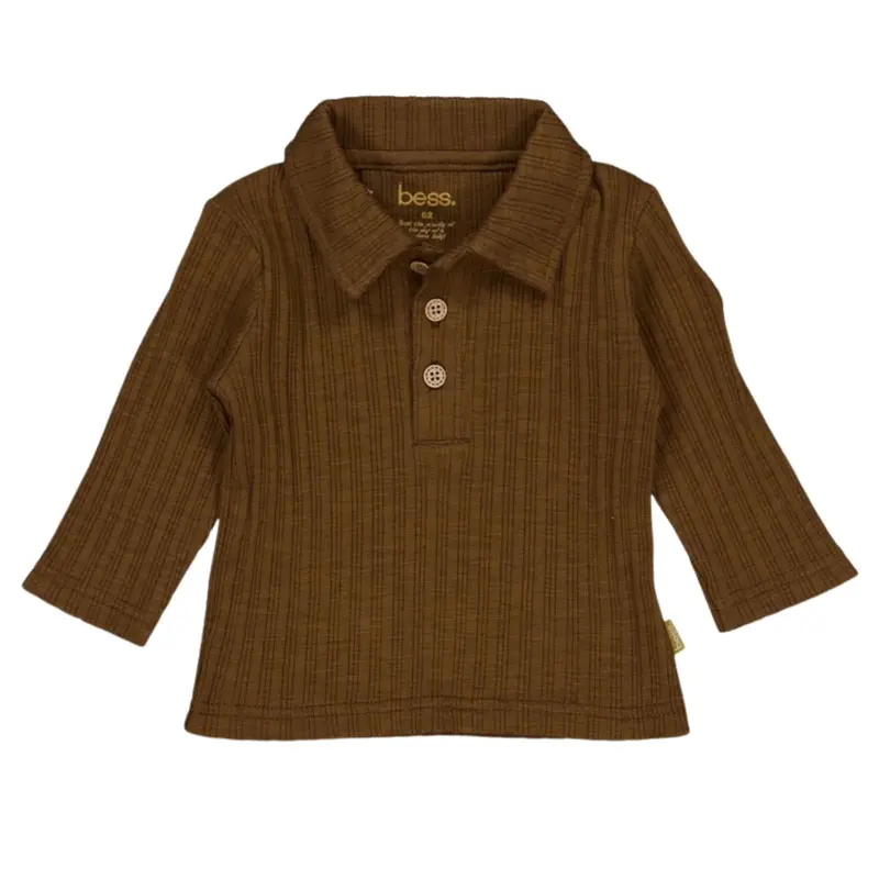 Donkerbruin effen rib shirtje Abel