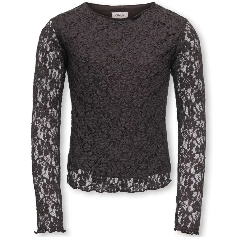 Donkerbruine longsleeve lace top Leika
