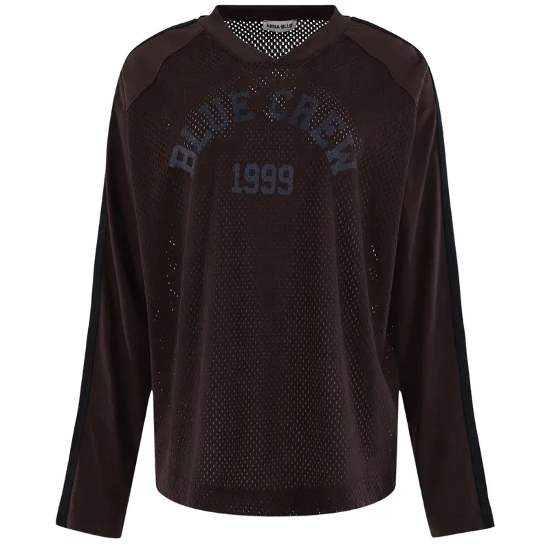 Donkerbruine longsleeve shirt Mesh Long