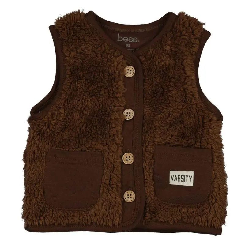 Donkerbruine pocket bodywarmer Teddy