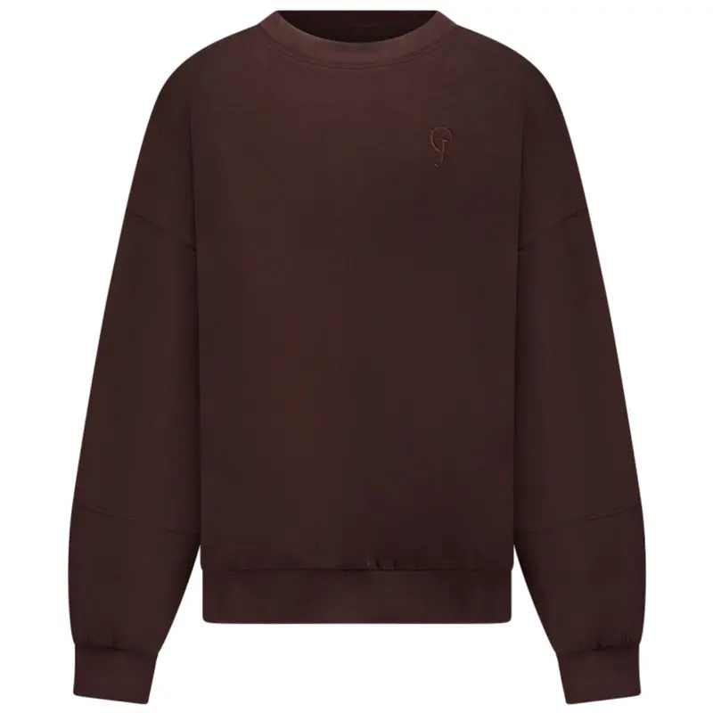 Donkerbruine ronde hals sweater Remi