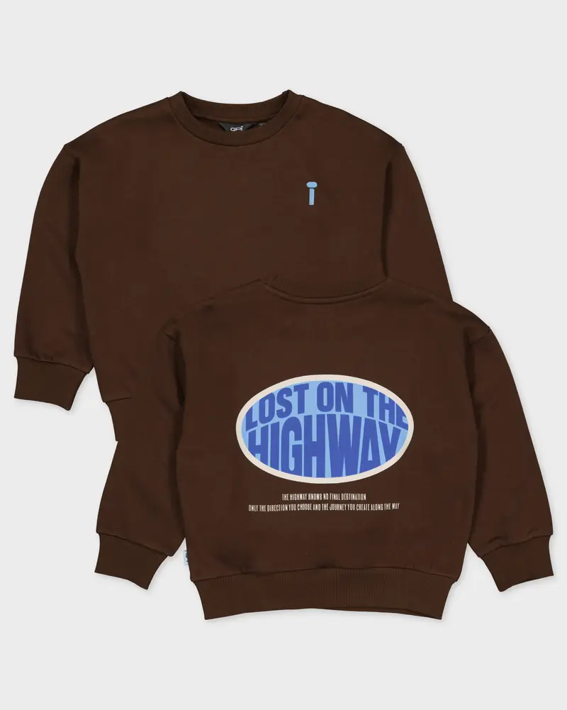 Donkerbruine sweater met artwork | Brown