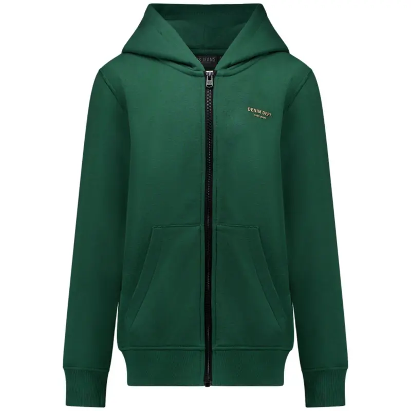 Donkergroen effen capuchon vest Yutto