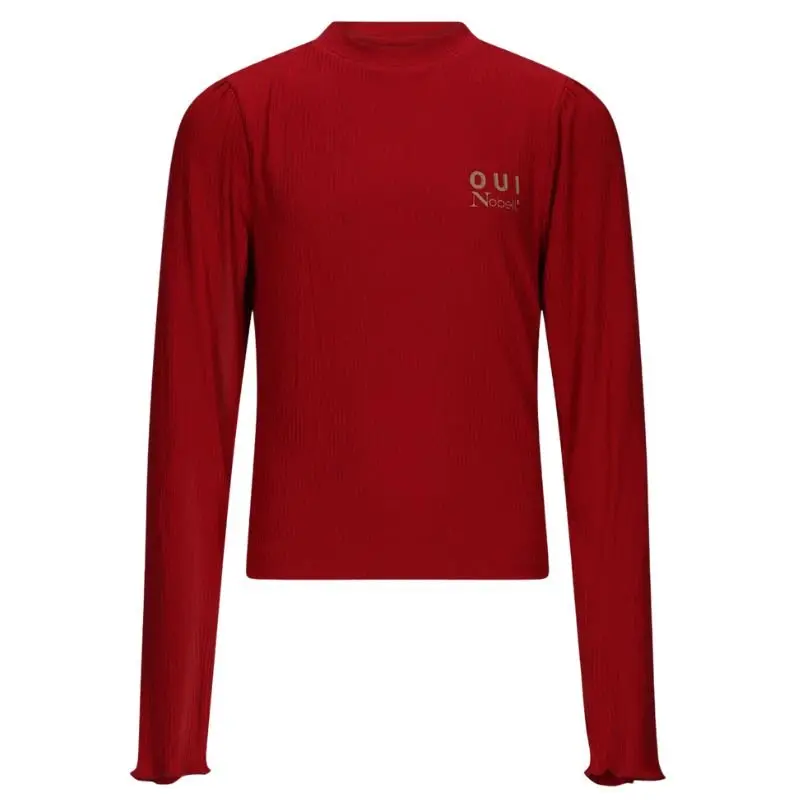Donkerrode rib jersey crop top Krop