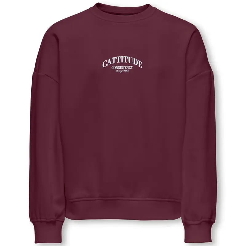 Donkerrood Cattitude geprinte o-neck sweater Bila