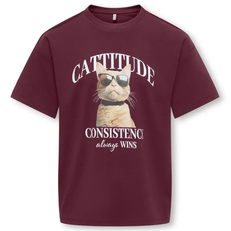 Donkerrood Cattitude loose t-shirt Billie Teddy