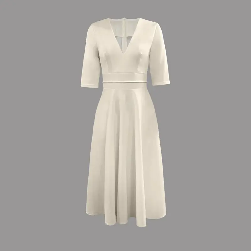 Dorothée | Damen V-Ausschnitt Ausgestelltes Midikleid