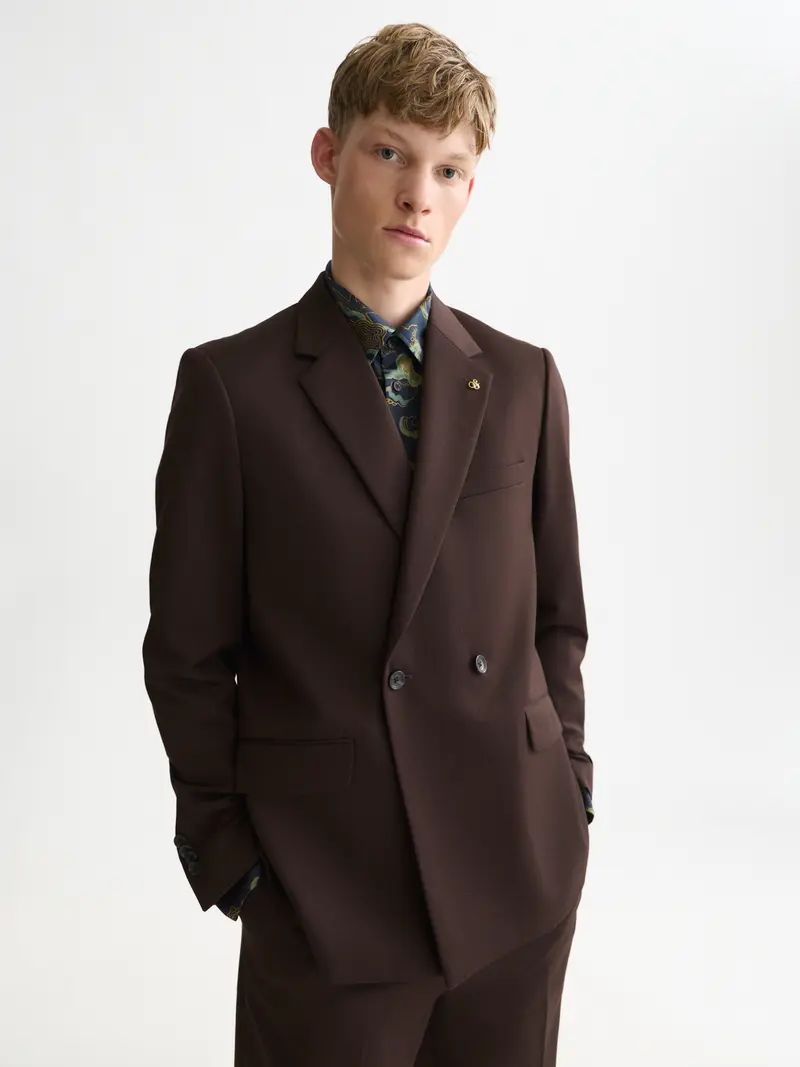 Double-Breasted Wool-Blend Relaxed-Fit Blazer