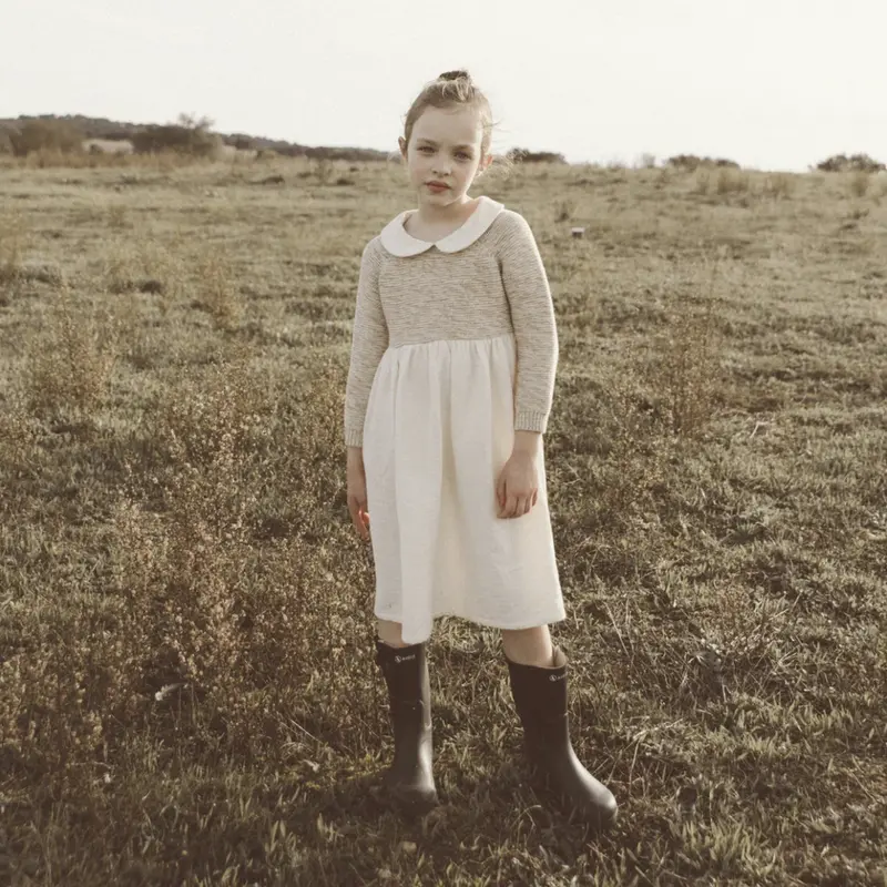 Dress Combi Knit Naturel