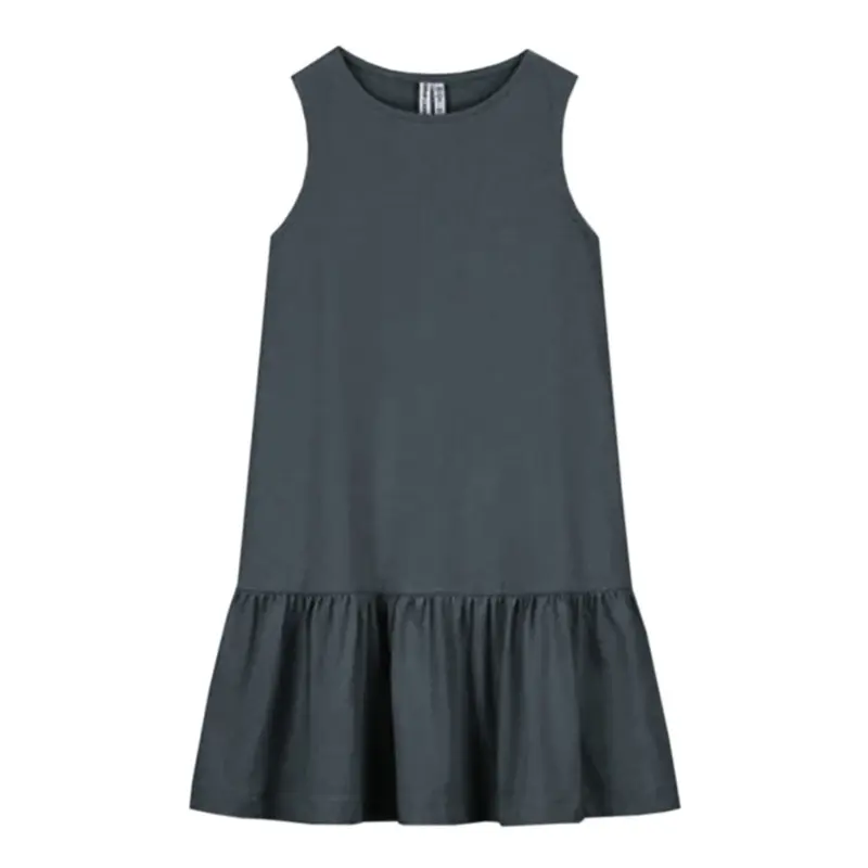 Dress Frill Sleeveless Blue Grey