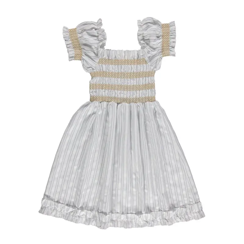 Dress Smocked Striped Woman