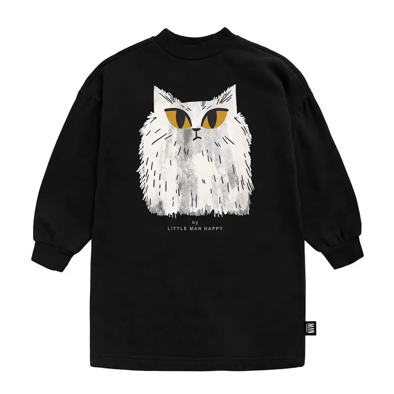 Dress Sweater Puff Sleeve Cat