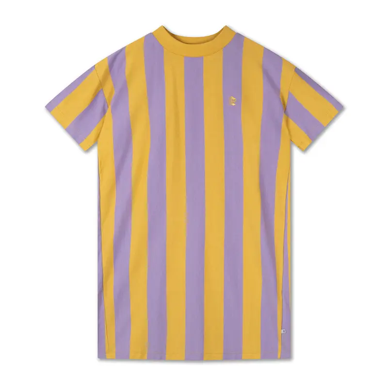 Dress Tee Boxy Golden Violet Block Stripe