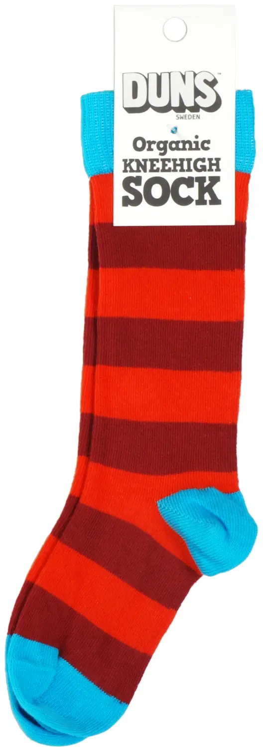 Duns Sweden Kneesocks Striped Mandarin/Pompeian Red