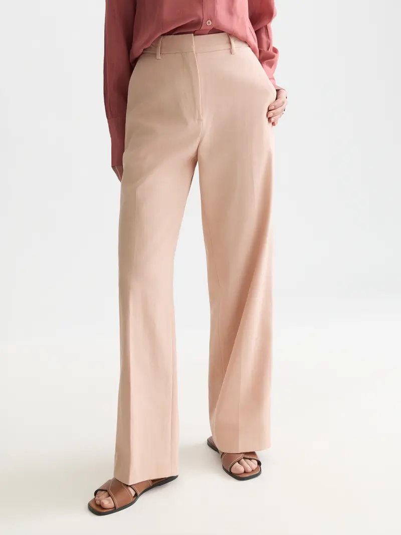 Edie - High-Rise Wide-Leg Gabardine Pants