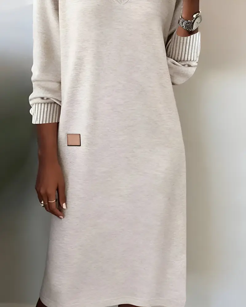 Edilke | Damen Strickkleid Langarm V-Ausschnitt
