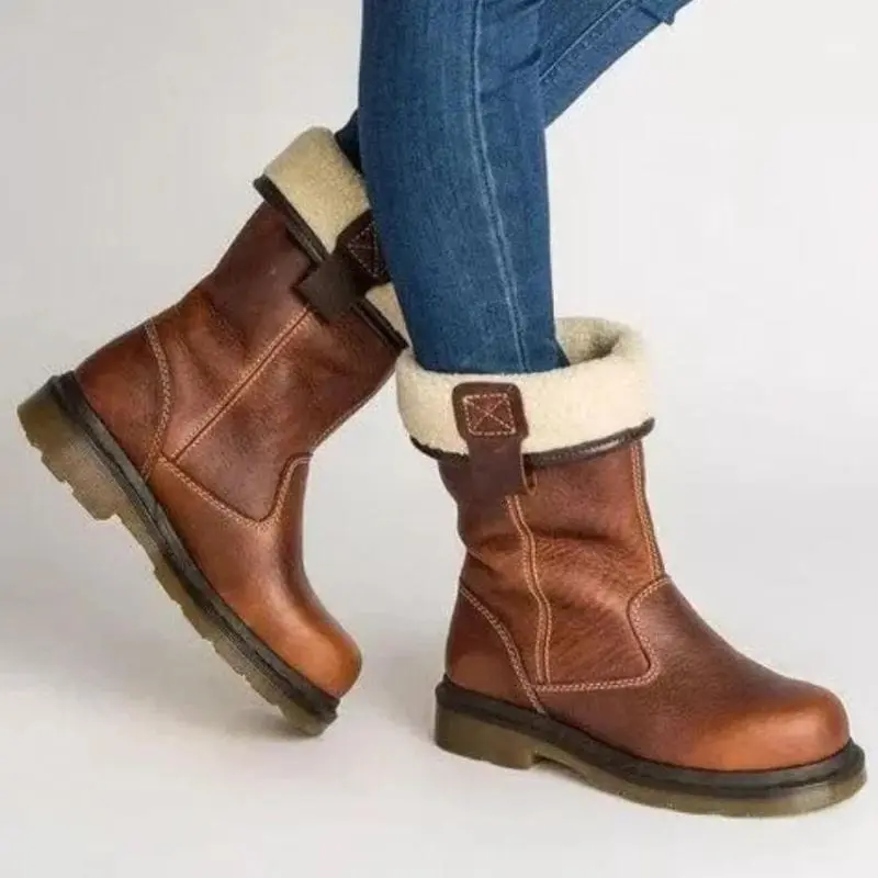 Edwina | Damen Winterstiefel gefüttert Lederoptik