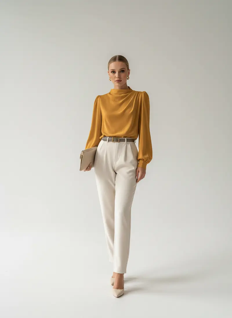 Elegante Damenbluse mit hohem Kragen - Hera