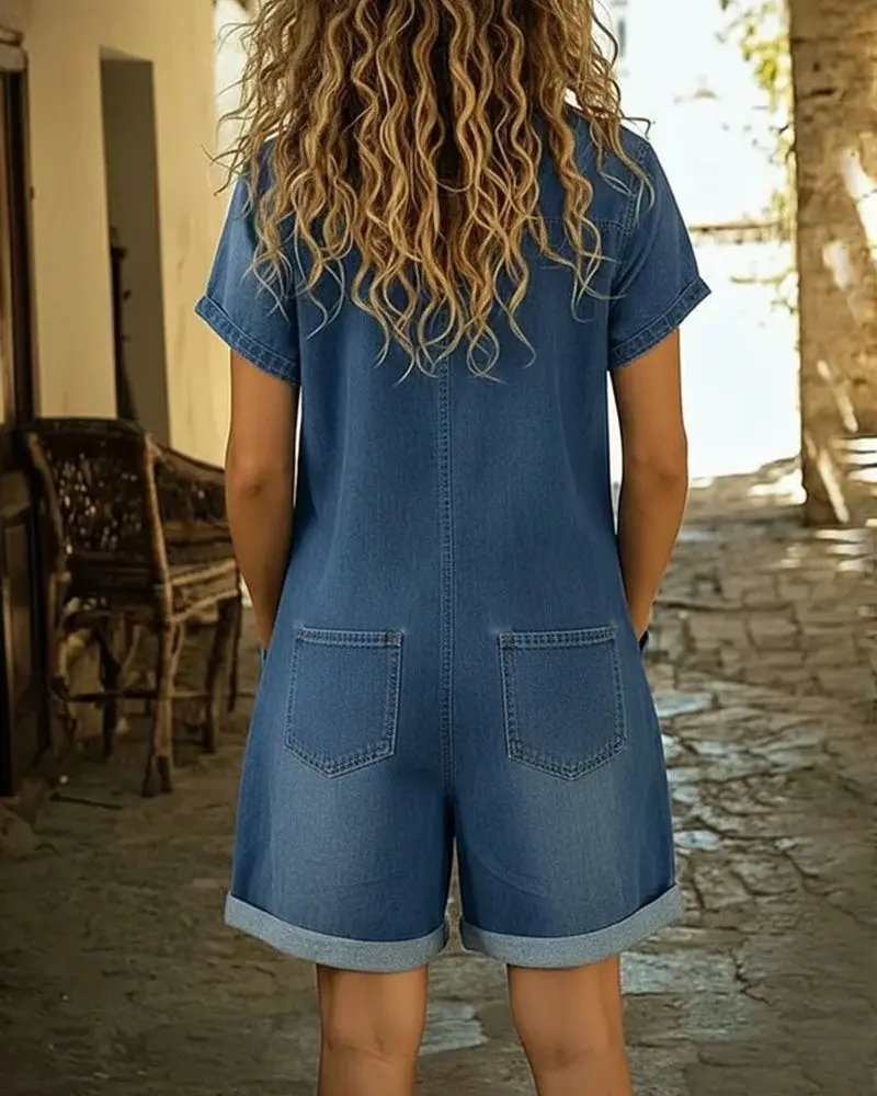 Elemia | Lässiger Jeans-Latzhose mit Knopfleiste