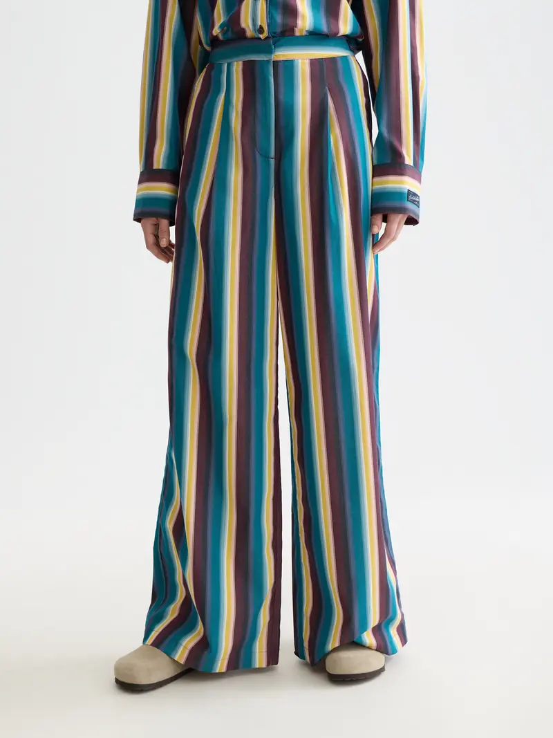 Eleni - High Rise Wide Leg Striped Pants