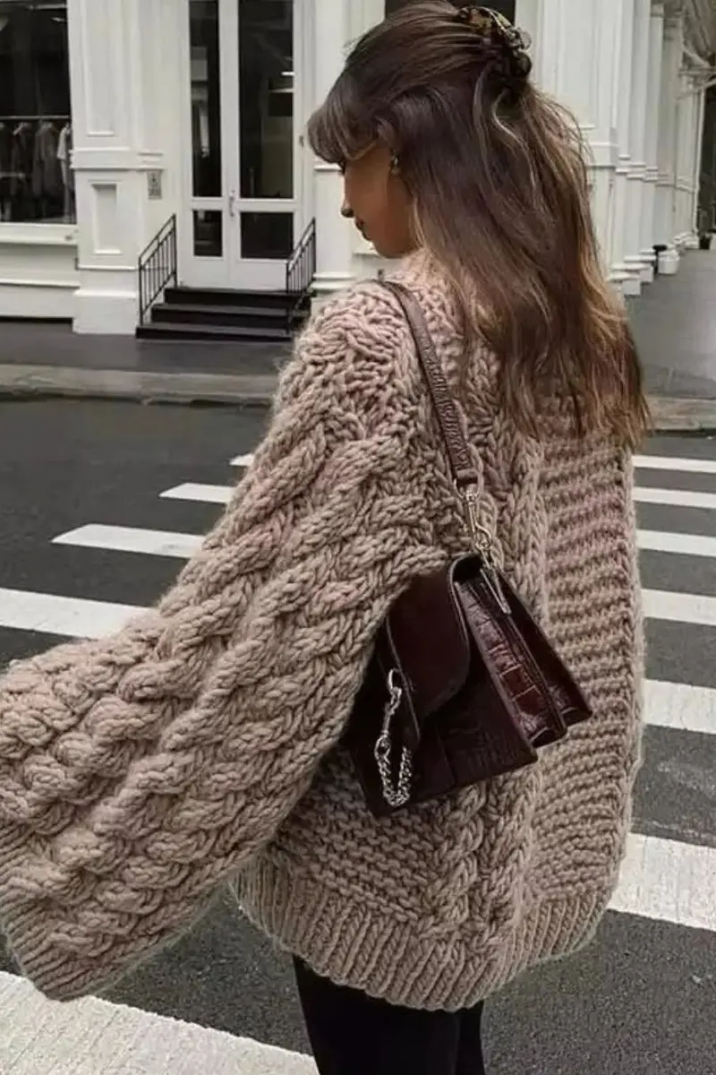 ELISE – Oversize Zopf‑Strickpullover für Damen