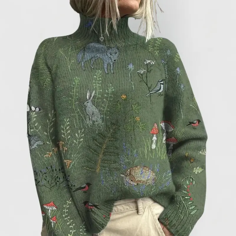 Elizabeth | Gemütlicher Damen Strickpullover Mit Naturmotiv