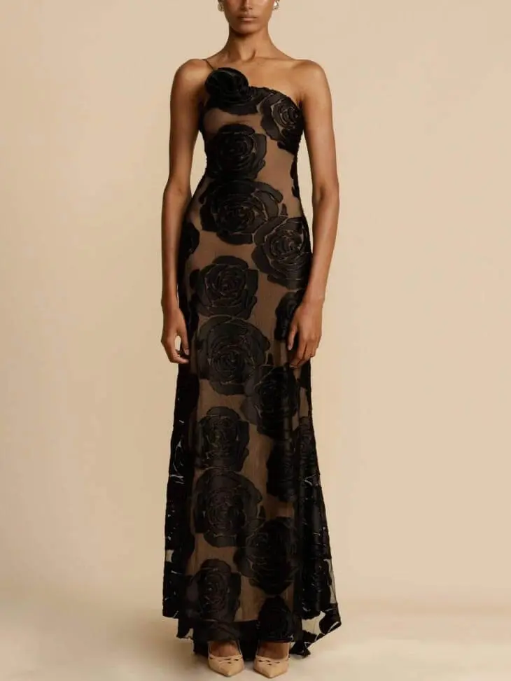 Eloise | Blumenmuster Maxi Hochzeitsgastkleid