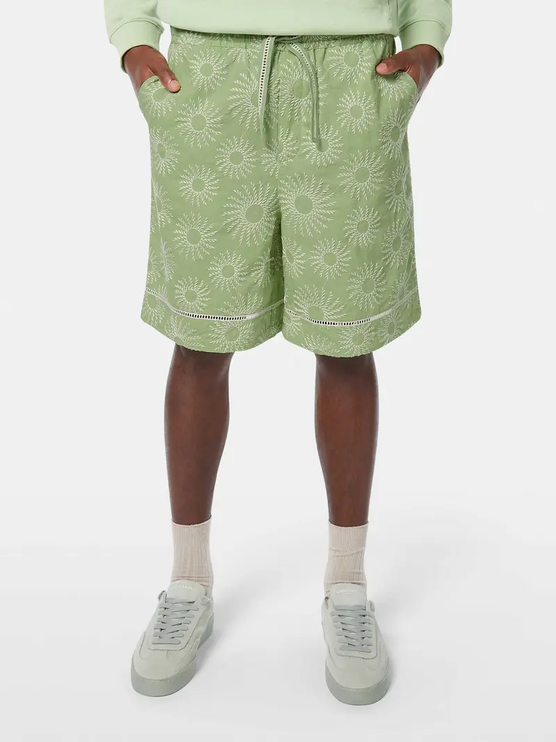 Embroidered Cotton-Linen Bermuda Short