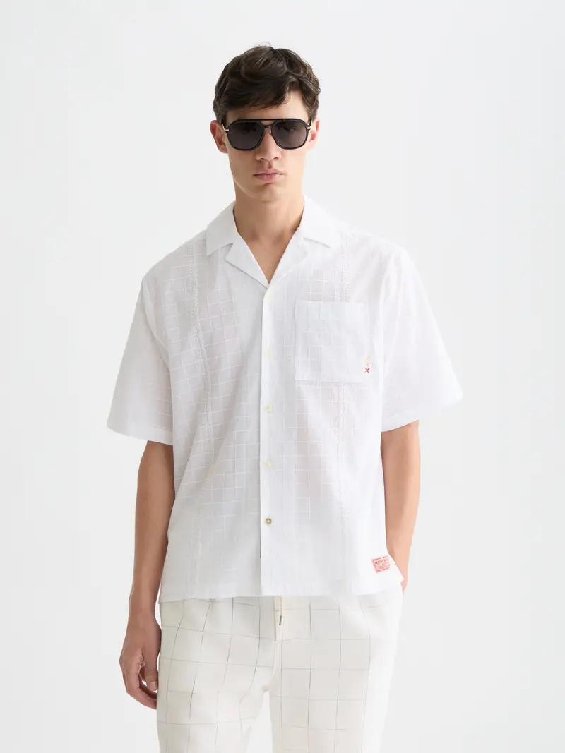 Embroidered Structured Relaxed-Fit Short-Sleeve Shirt