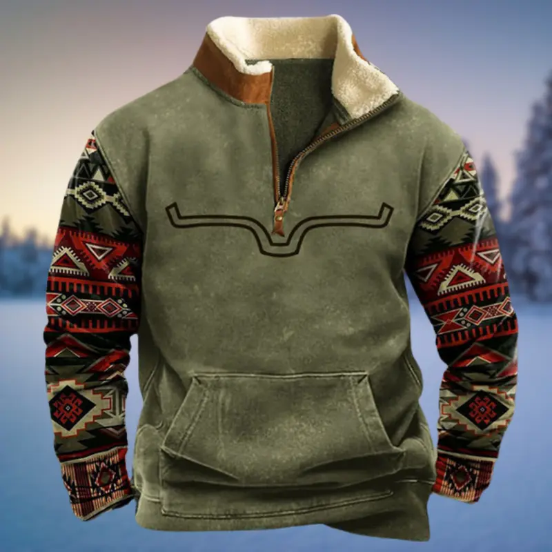 Emil | Herren Lässiger Winterpullover mit Halb-Reißverschluss