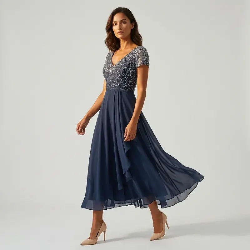 Emma | Damen Elegantes Tailliertes Hochzeitsgast Maxikleid