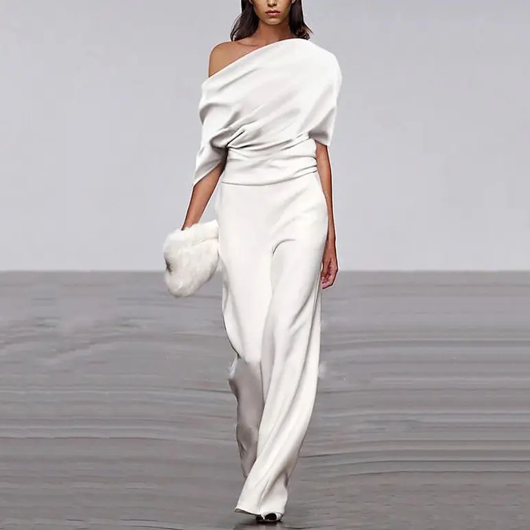 Emma | Damen Schicker One-Shoulder Frühlings-Jumpsuit