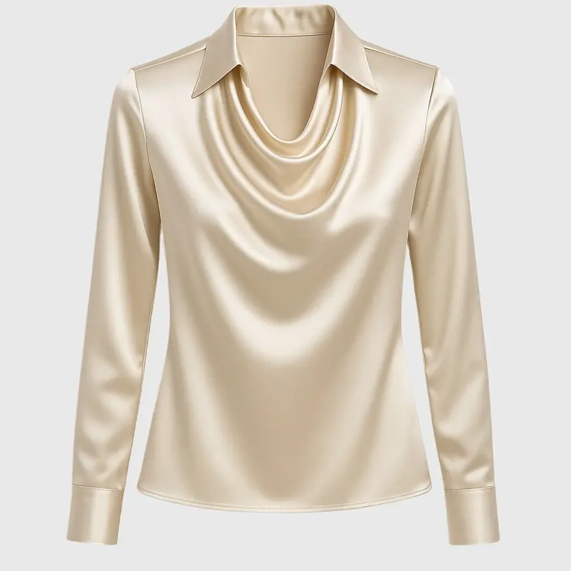 Emma | Damen Wasserfallkragen Langarm Top