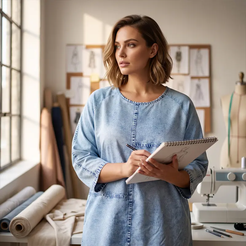Eroucel | Lässiges Patchwork-Shirt in Denim-Optik