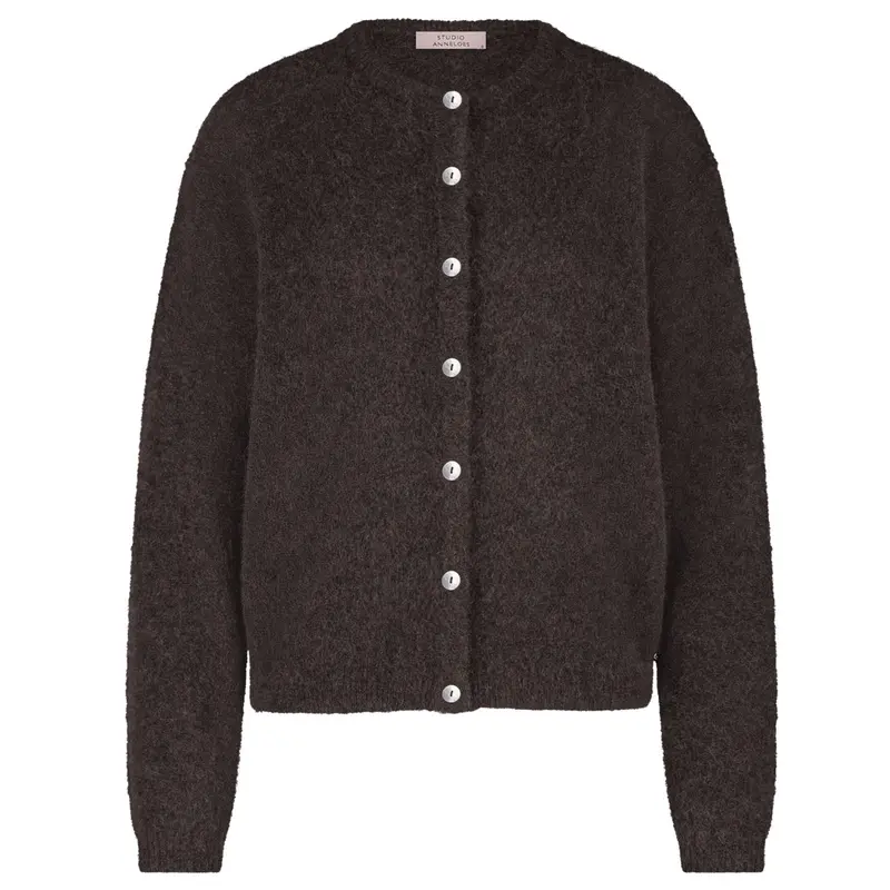 Espresso mohair knit cardigan Bibi