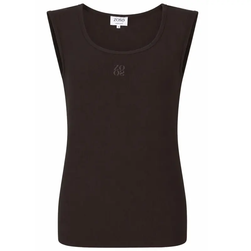 Espresso travel mouwloze rib top Suus