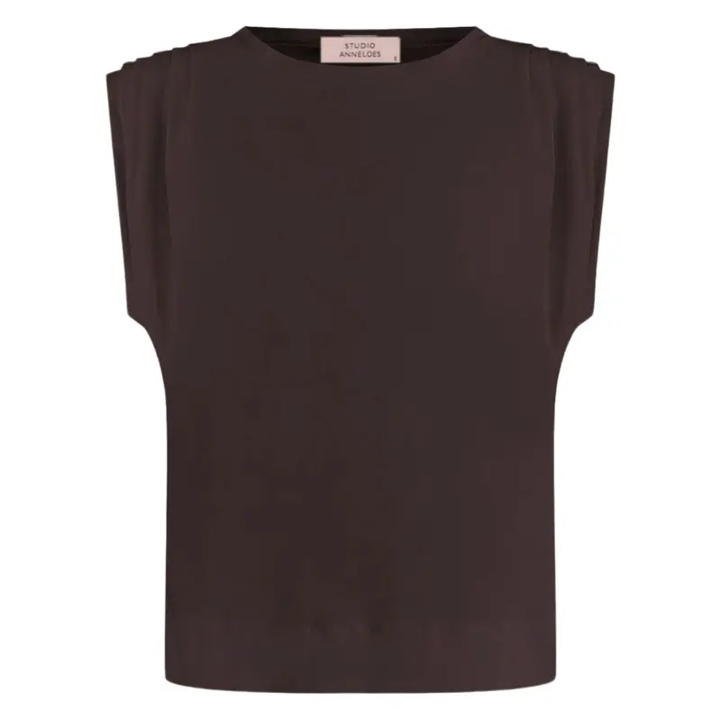 Espresso travel mouwloze top Leona