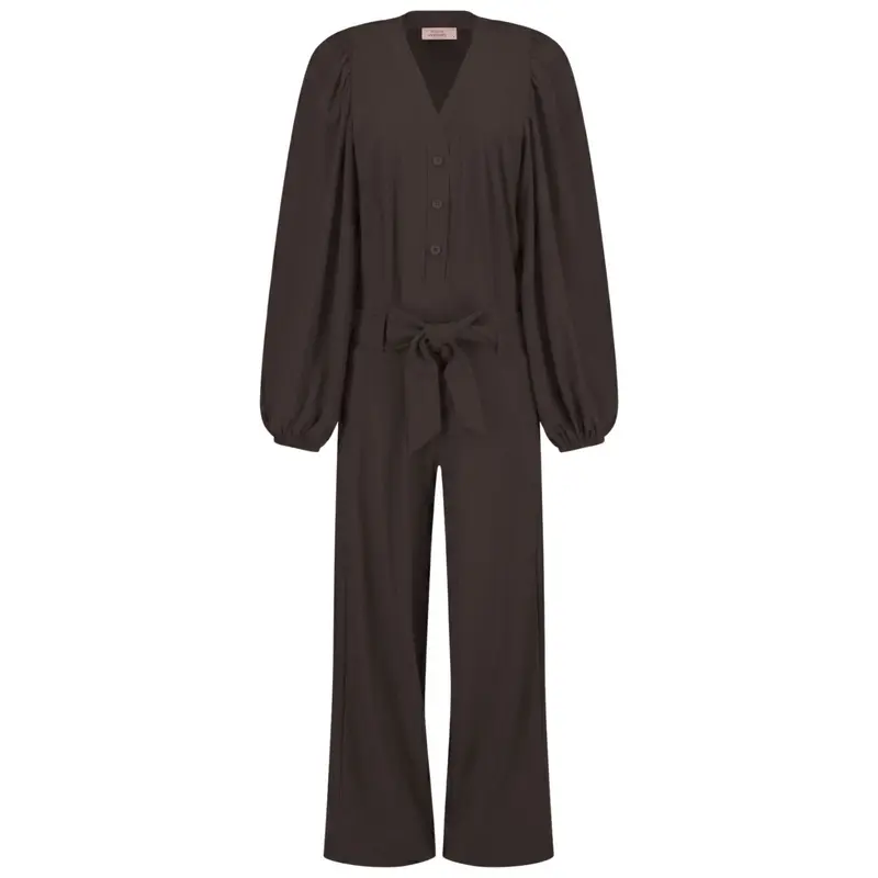 Espresso v-hals travel jumpsuit Cherie