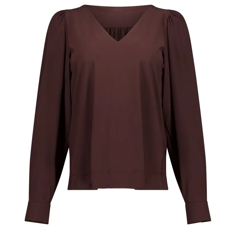 Espresso v-hals travel top Les