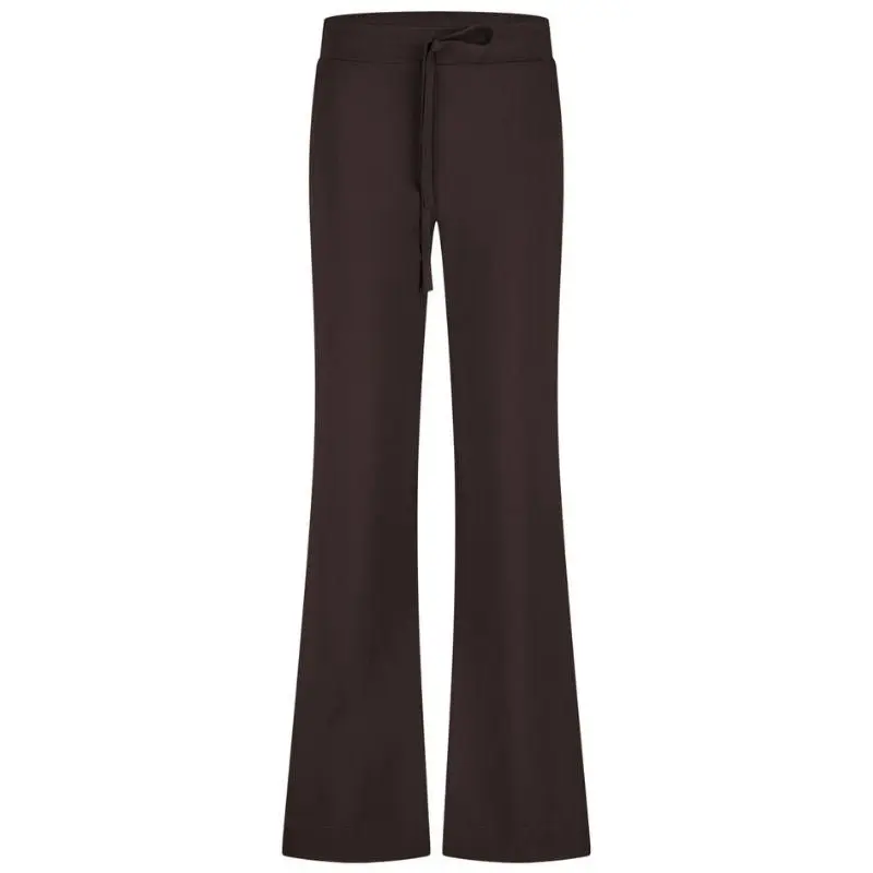 Espresso wide fit travel broek Abigail