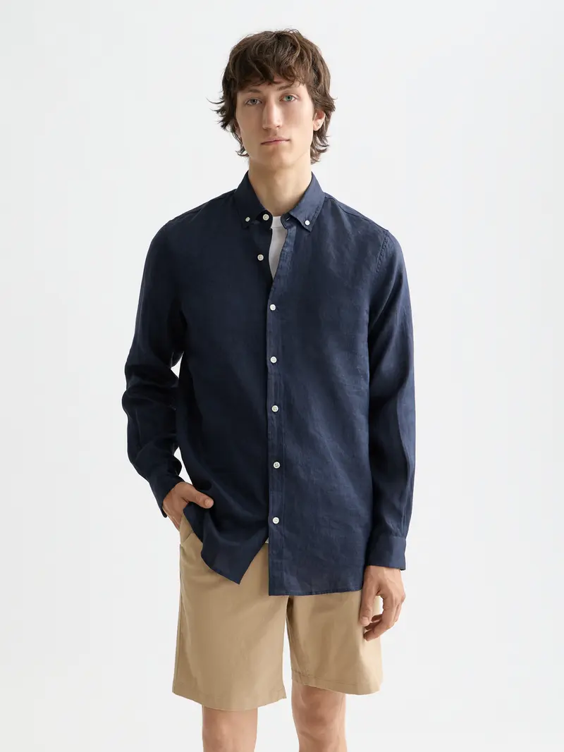 Essentials — Linen Long Sleeve Button-Down Shirt