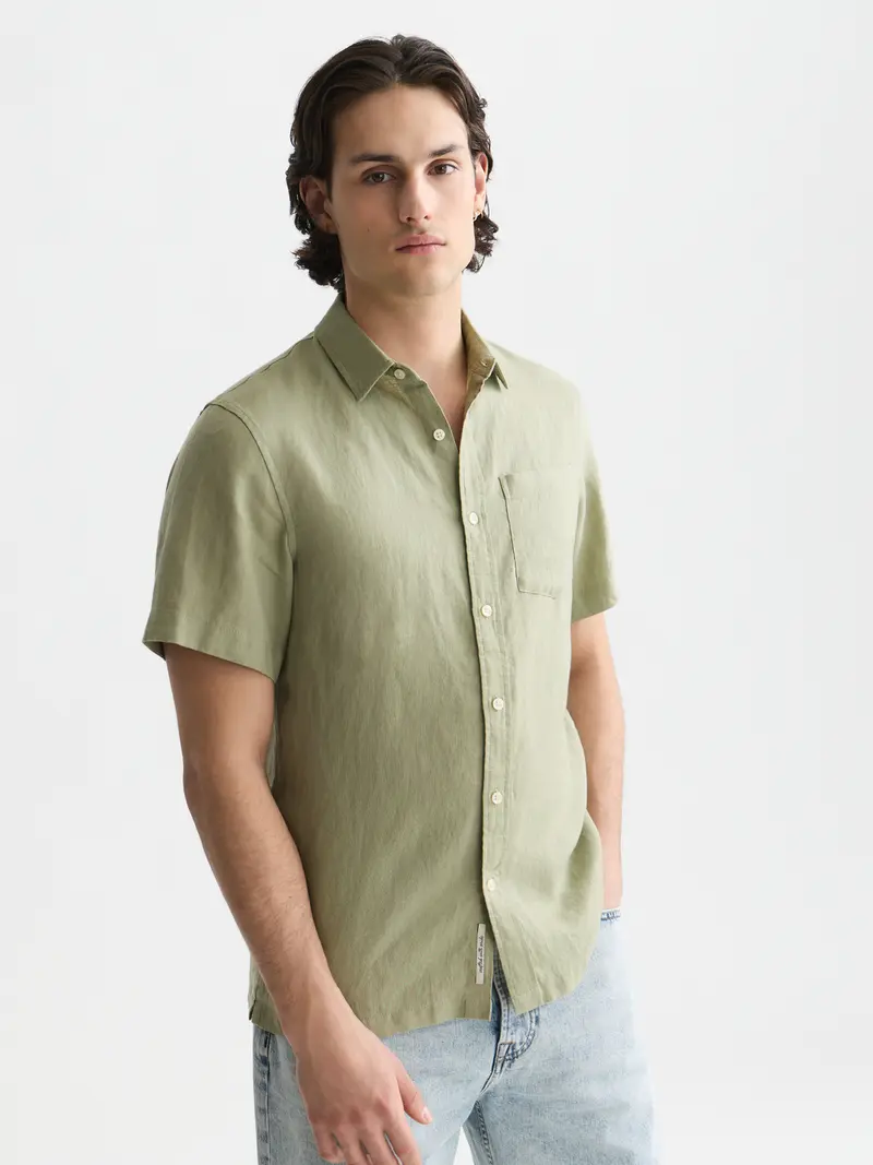 Essentials Linen Regular-Fit Short Sleeved Shirt