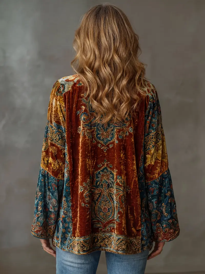 Eudocia - Bestickter Boho-Kimono-Cardigan