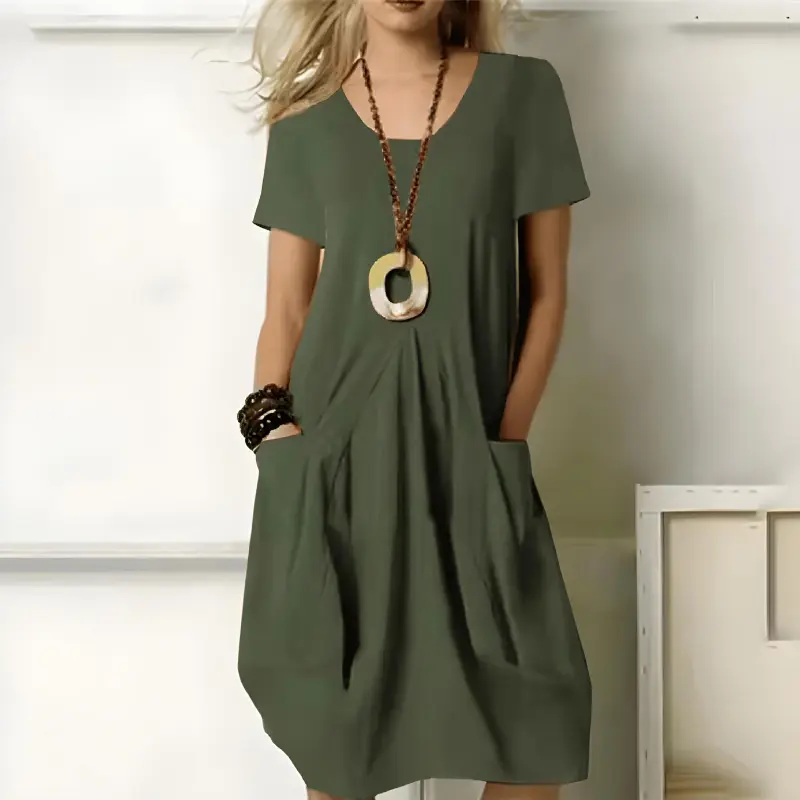 Eunate – Elegantes Baumwoll Kleid Mit Bauchweg-Effekt
