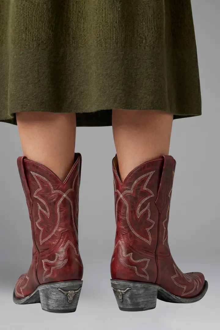 Eva | Damen Bestickte Blockabsatz Western-Stiefel