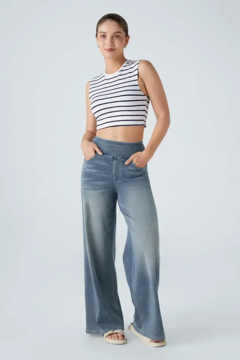 Evanna Hose mit hoher Taille - Hellblau