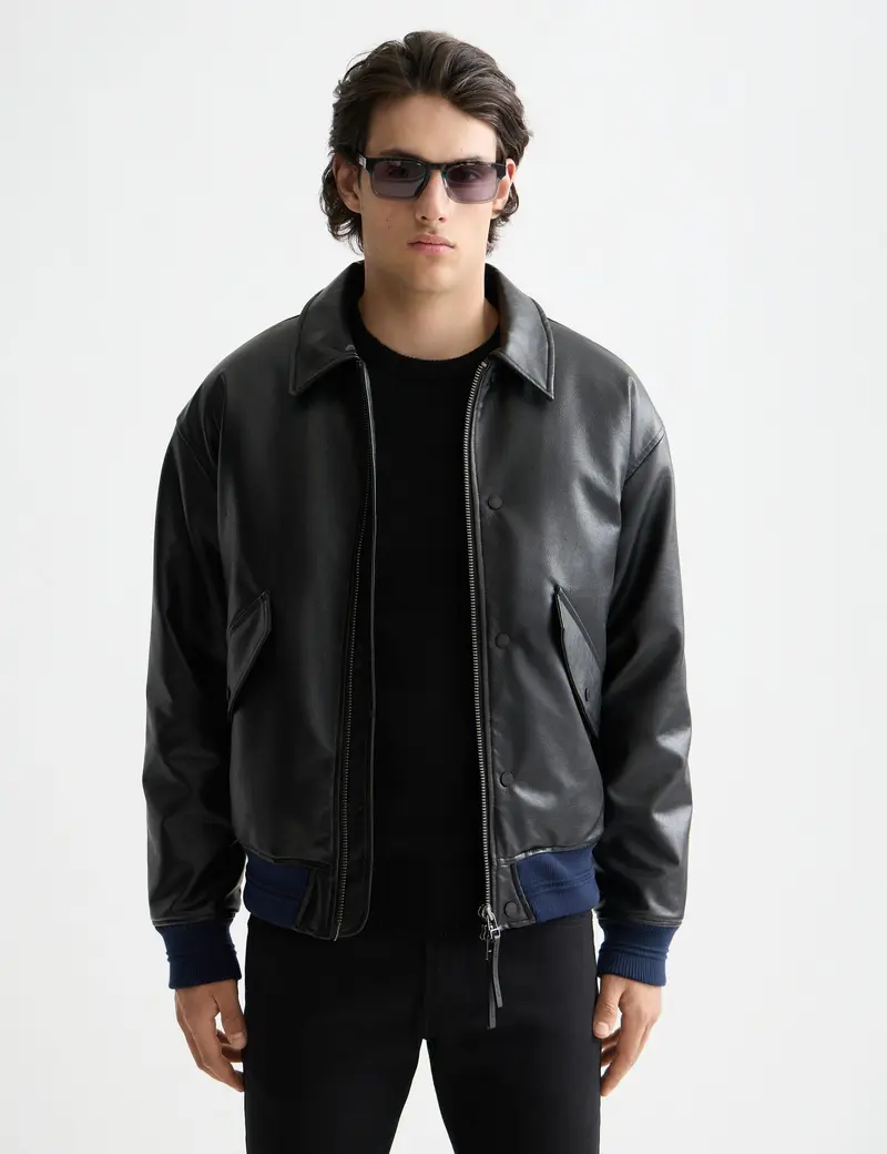 Faux leather puffer