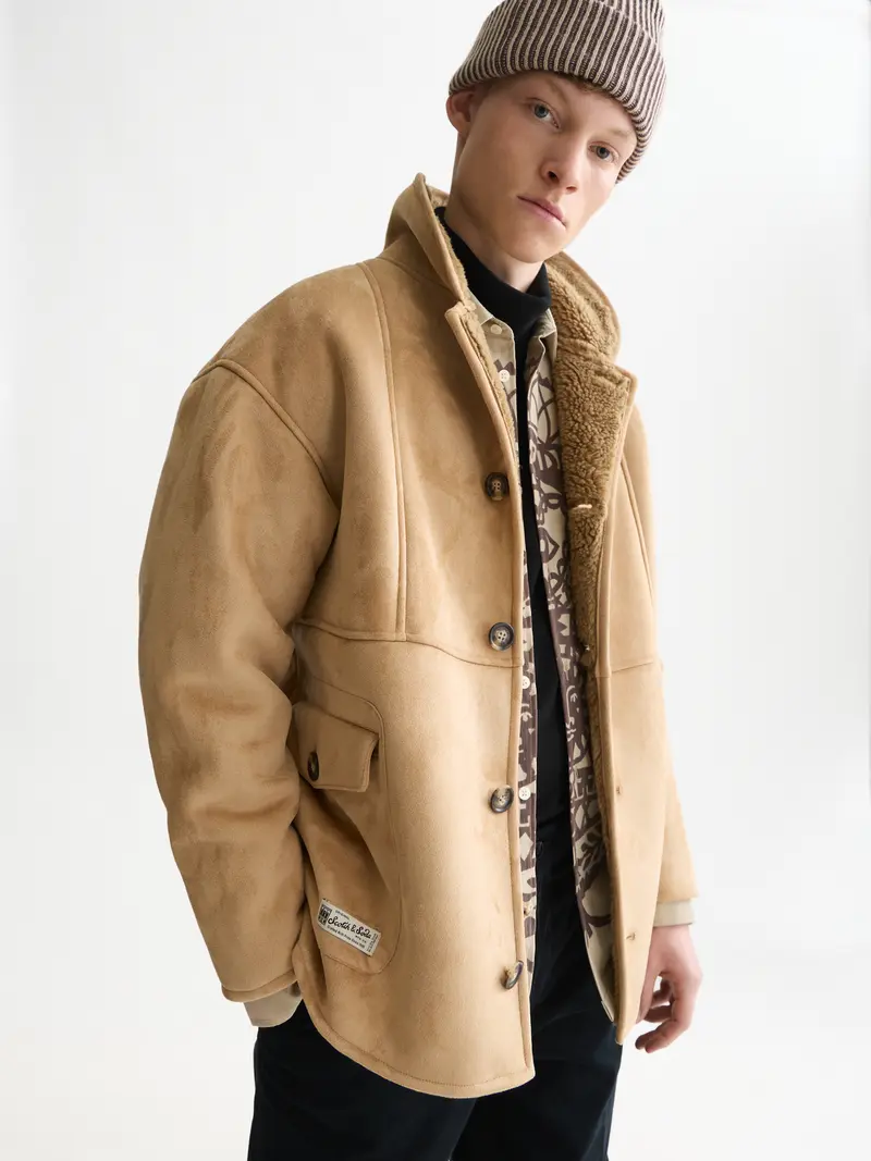 Faux Suede Shearling Jacket